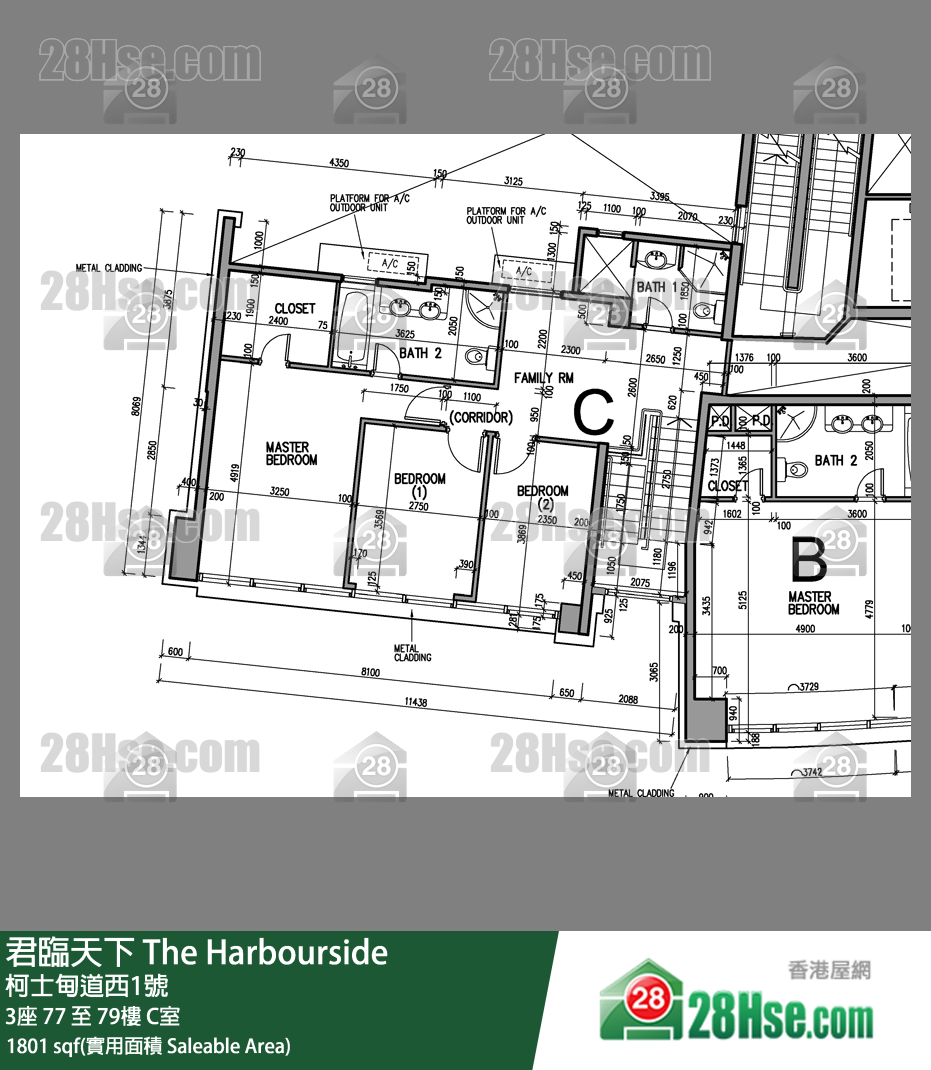 君臨天下 3座77樓 C室 平面圖