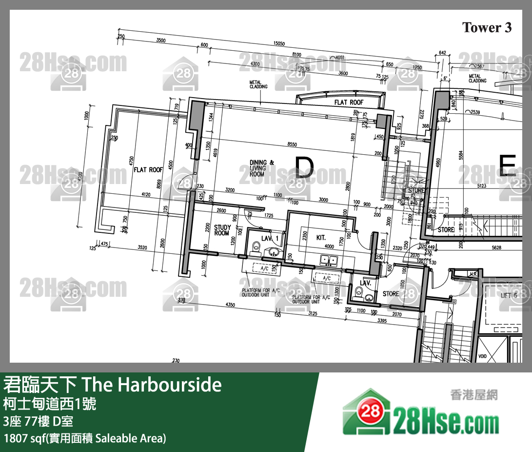 君臨天下 3座77樓 D室 平面圖