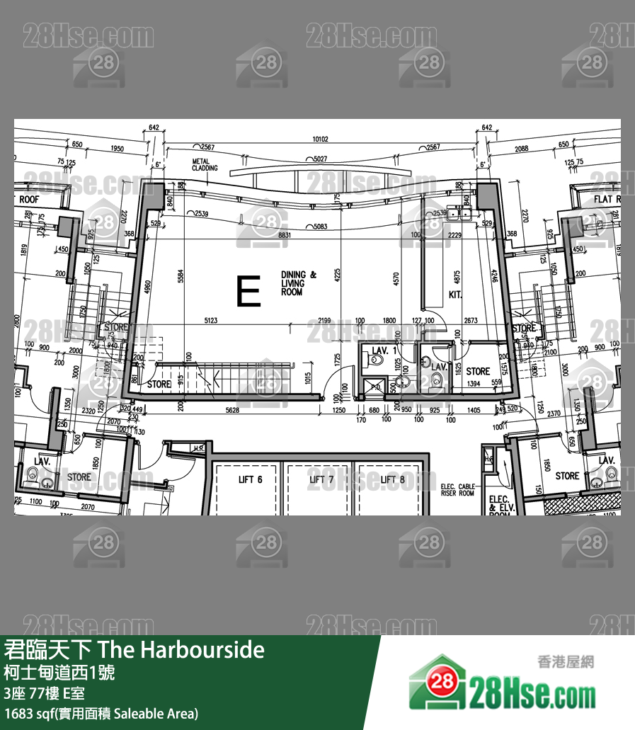 君臨天下 3座77樓 E室 平面圖