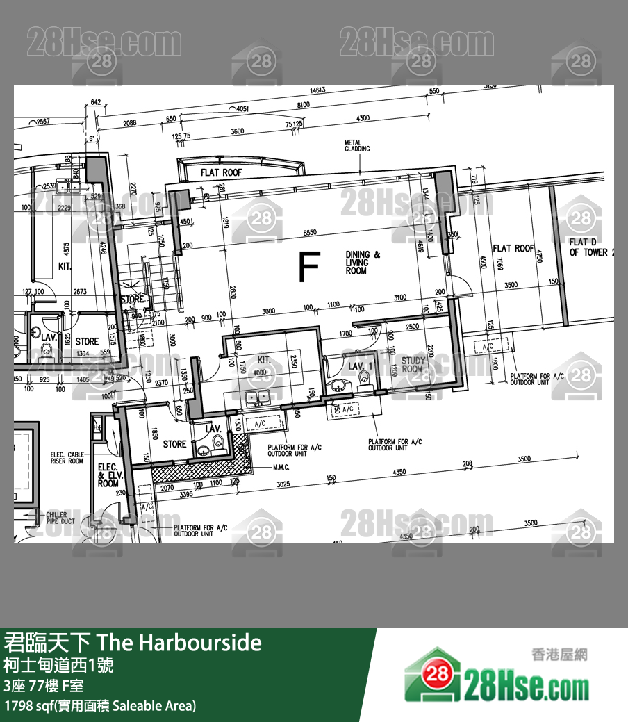 君臨天下 3座 77樓 F室 平面圖
