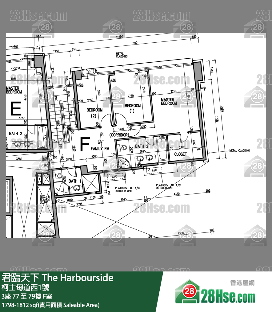 君臨天下 3座 77樓 F室 平面圖