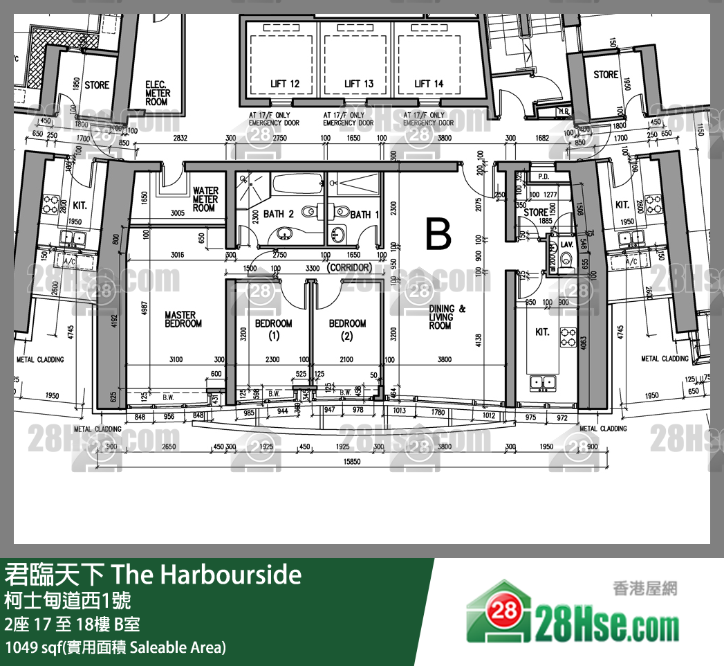 君臨天下 2座17樓 B室 平面圖