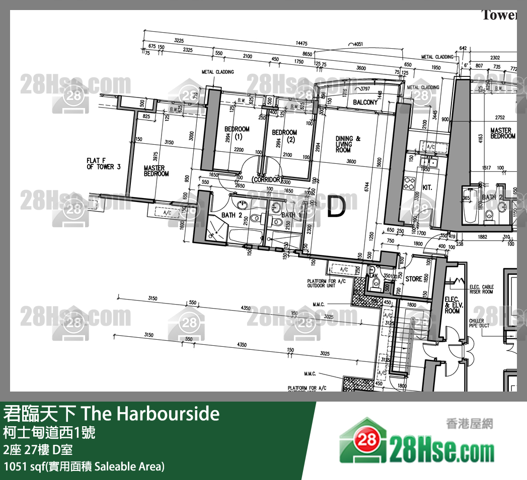 君臨天下 2座27樓 D室 平面圖