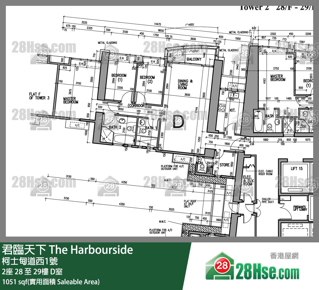 君臨天下 2座28樓 D室 平面圖