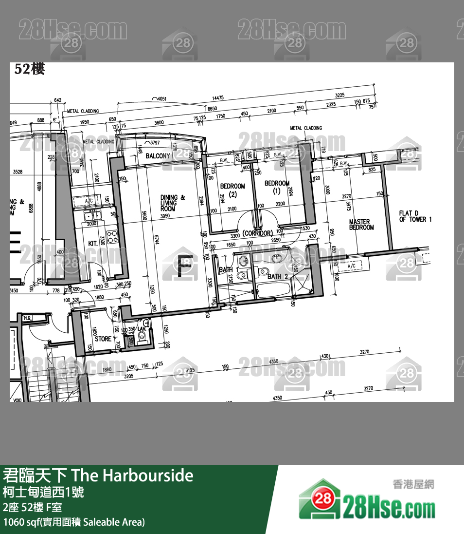 君临天下 2座52楼 F室 平面图