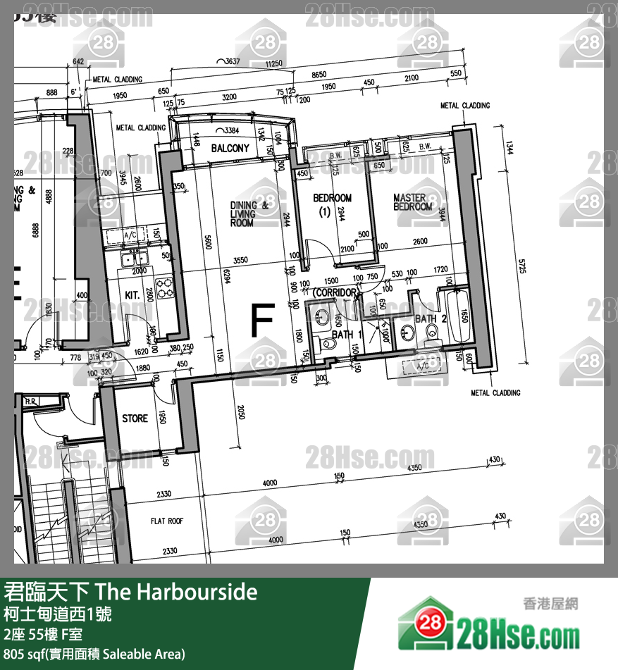 君臨天下 2座55樓 F室 平面圖