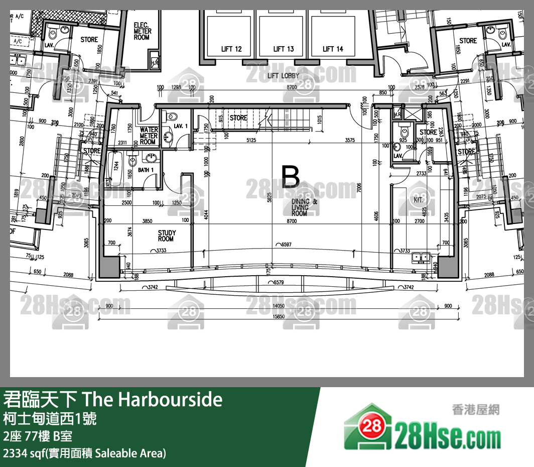 君臨天下 2座77樓 B室 平面圖