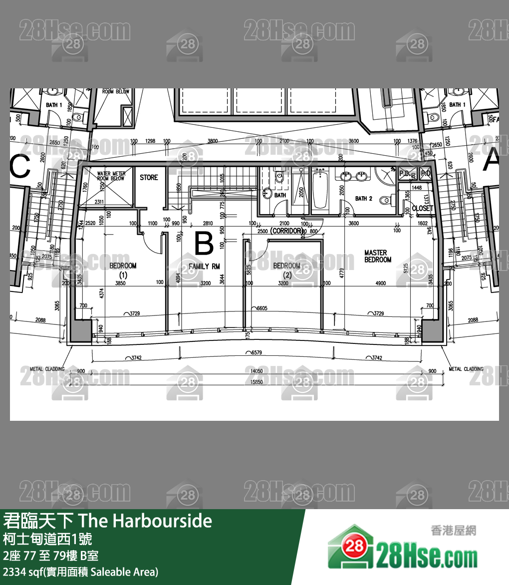 君臨天下 2座77樓 B室 平面圖