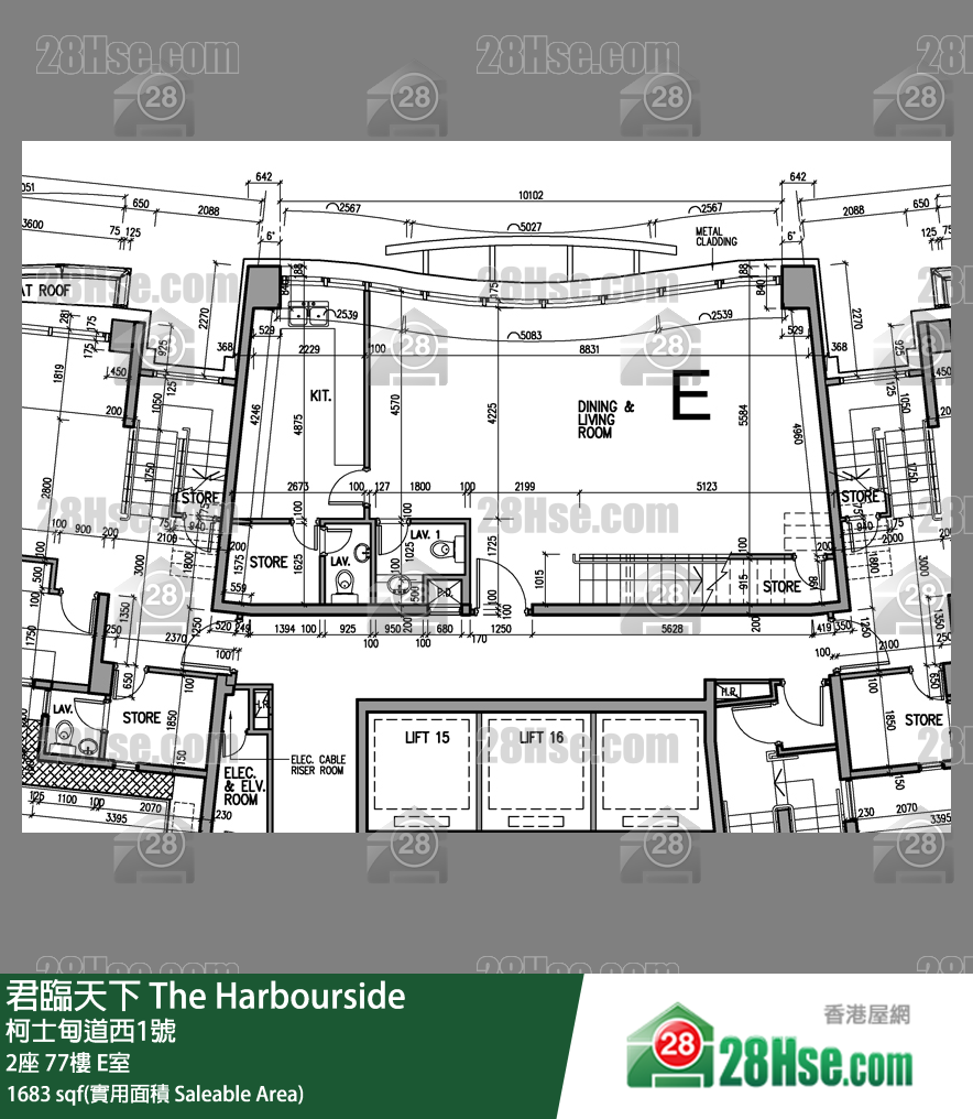 君臨天下 2座77樓 E室 平面圖