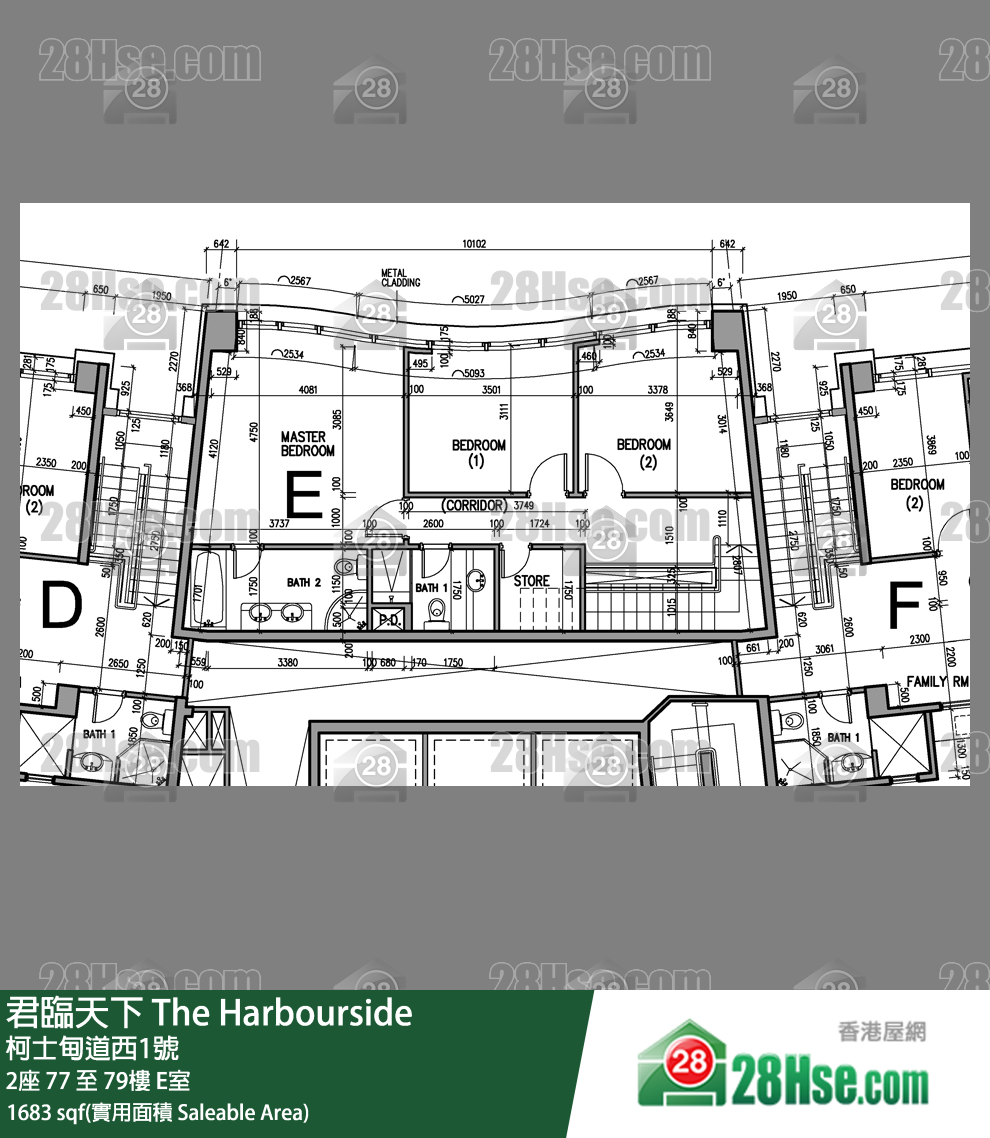 君臨天下 2座77樓 E室 平面圖