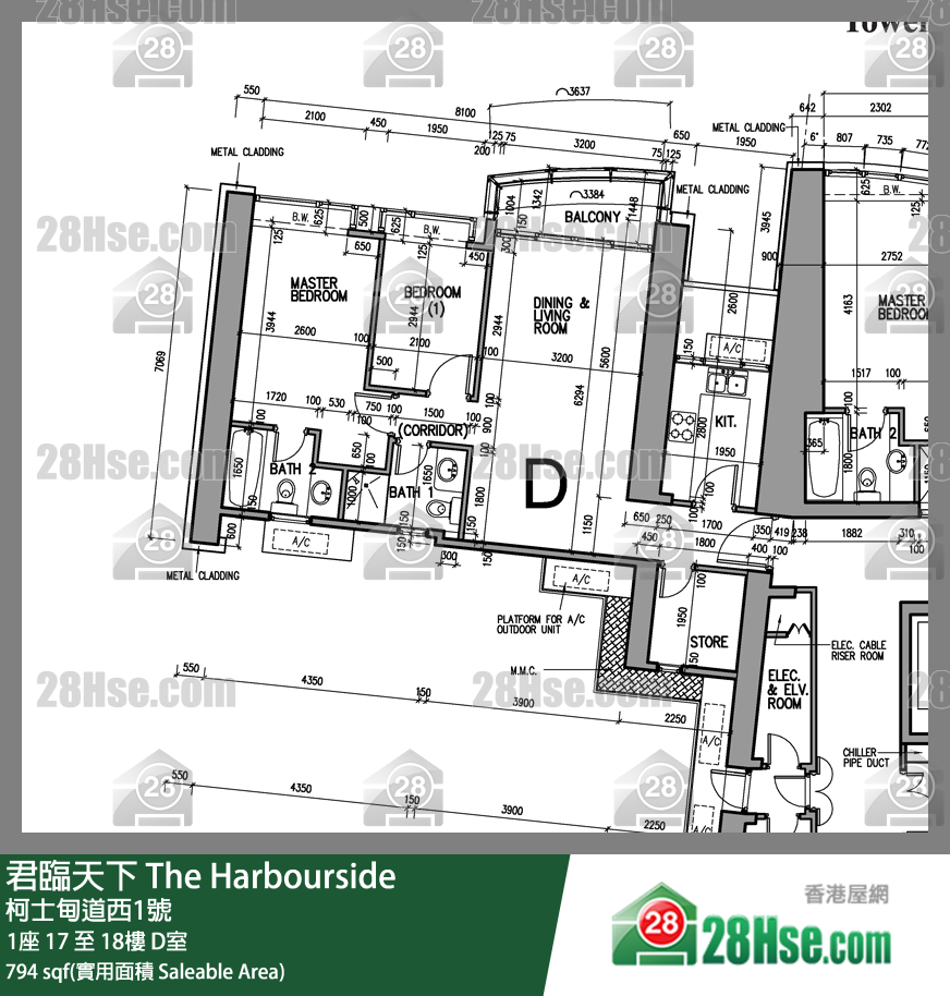 君临天下 1座18楼 D室 平面图