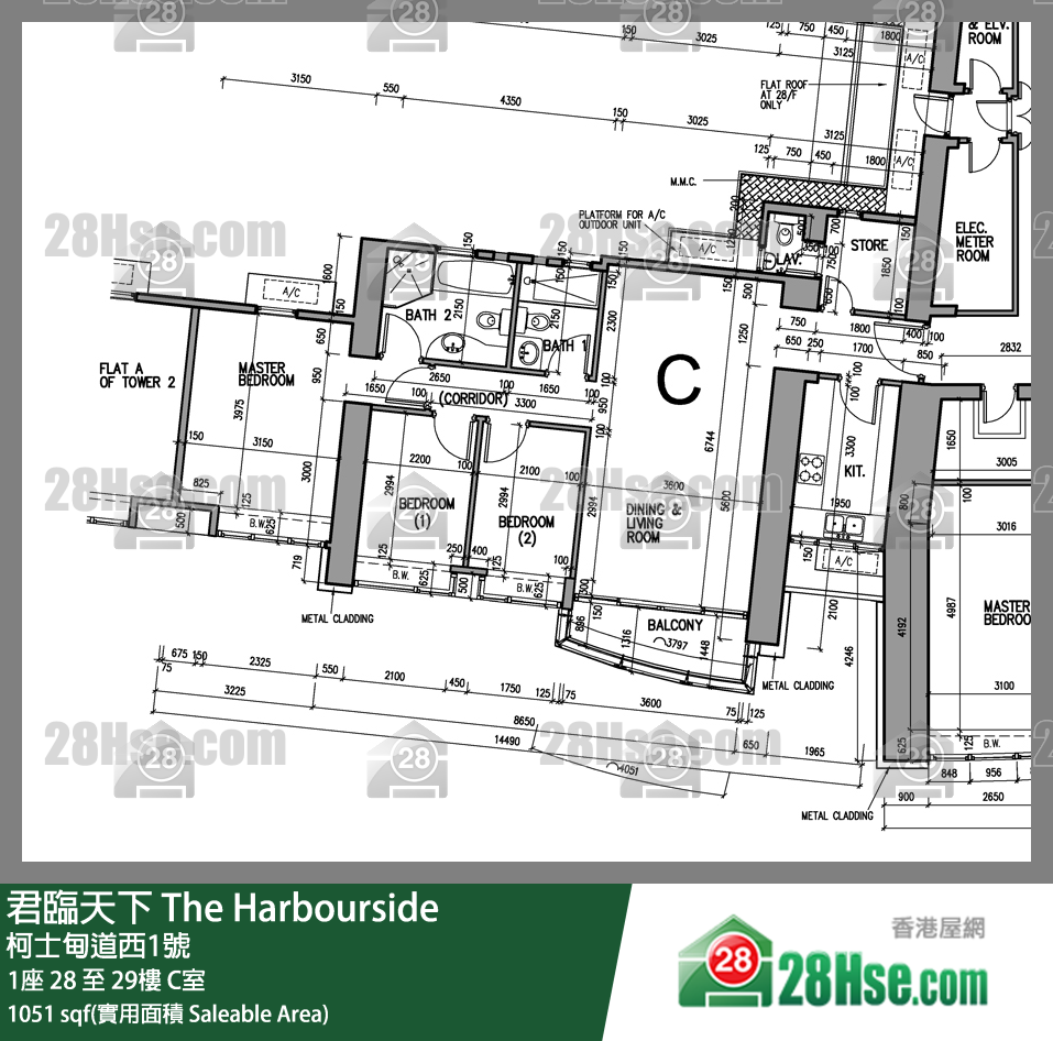 君临天下 1座28楼 C室 平面图