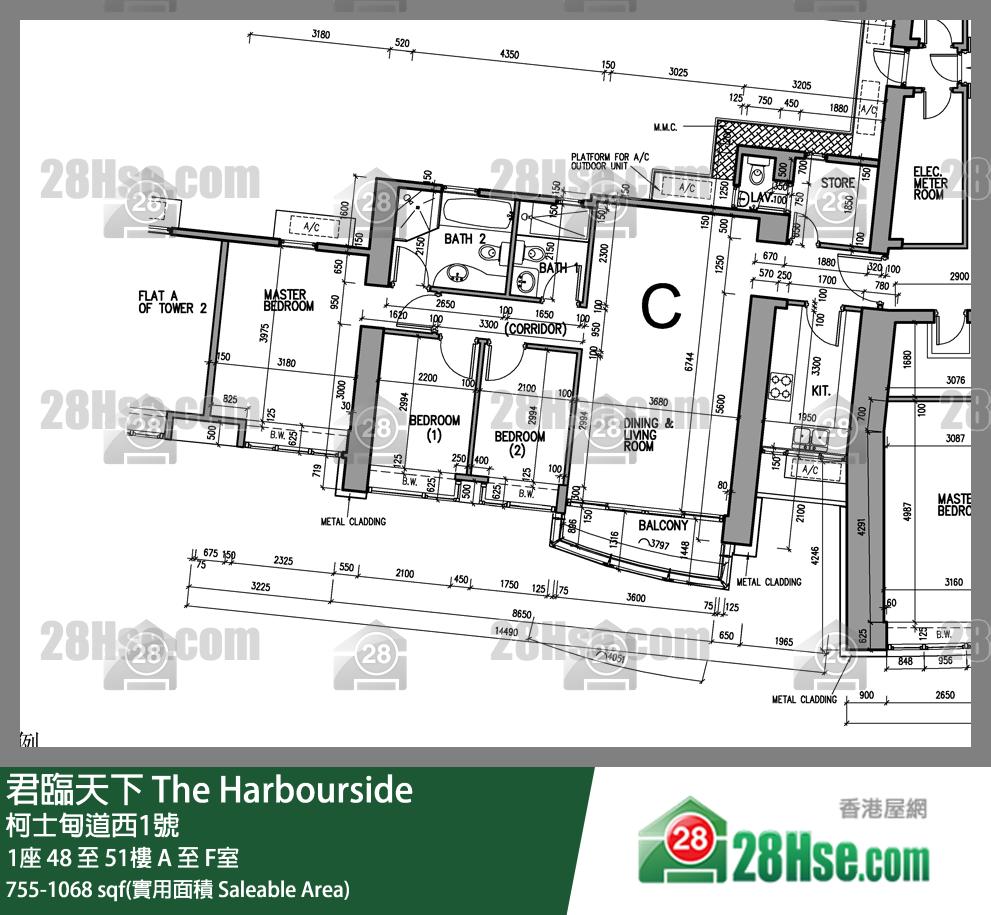 君臨天下 1座50樓 C室 平面圖