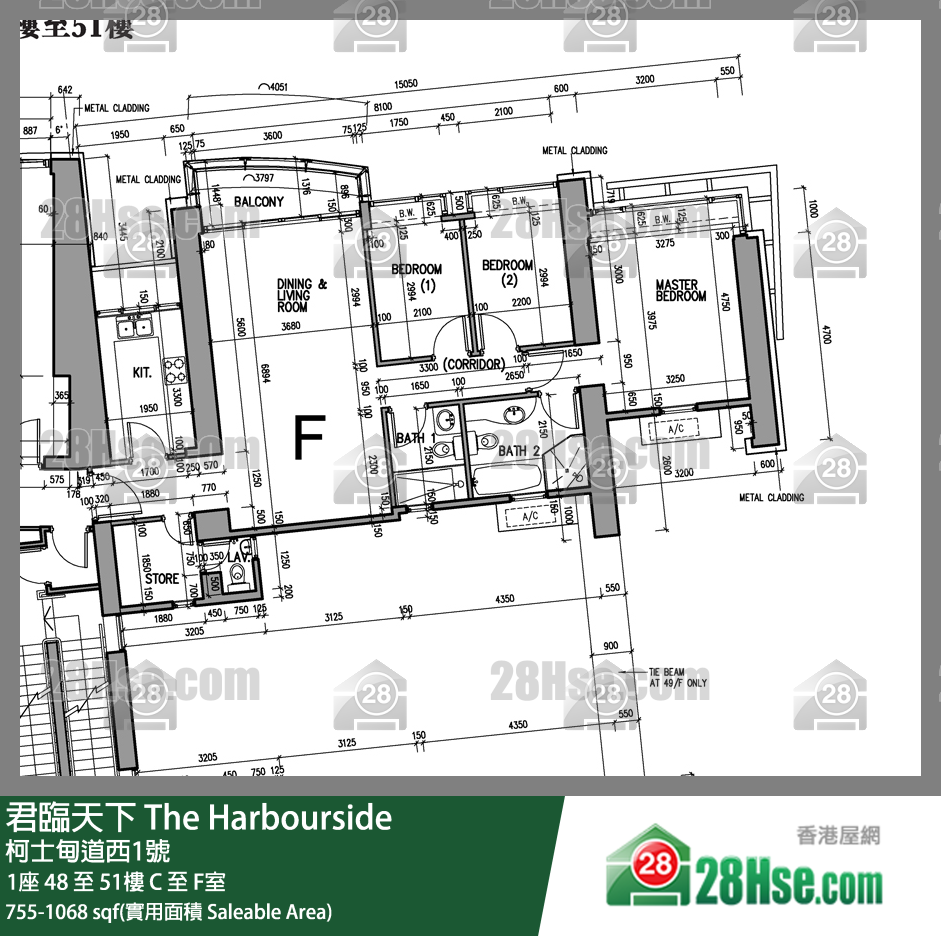 君臨天下 1座50樓 F室 平面圖