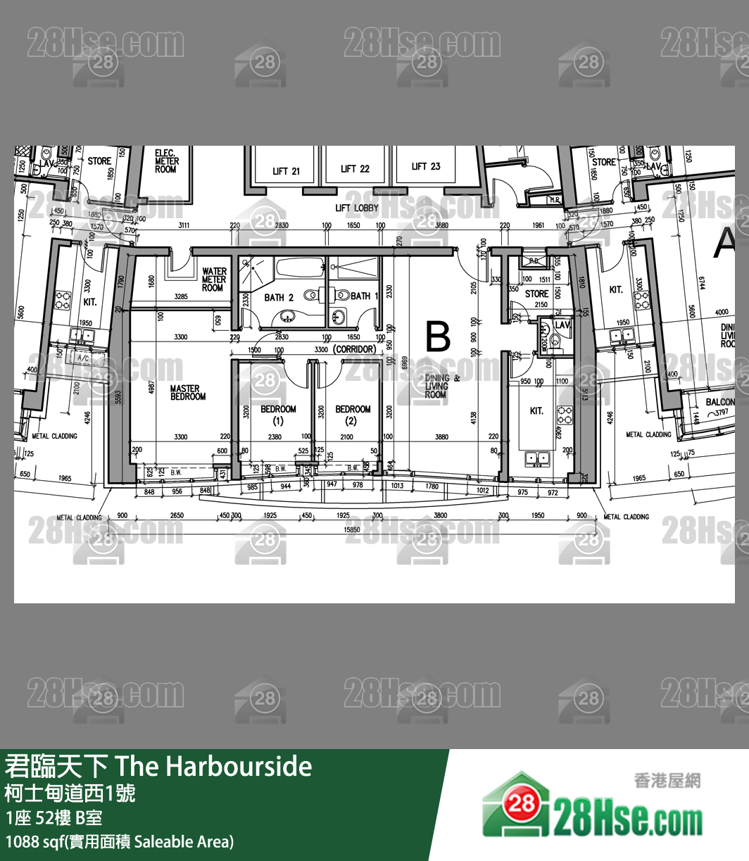 君臨天下 1座52樓 B室 平面圖