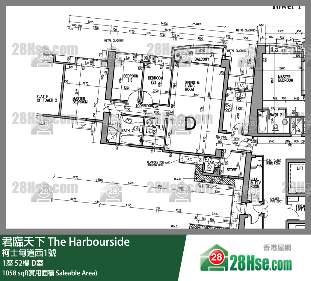君临天下 1座52楼 D室 平面图