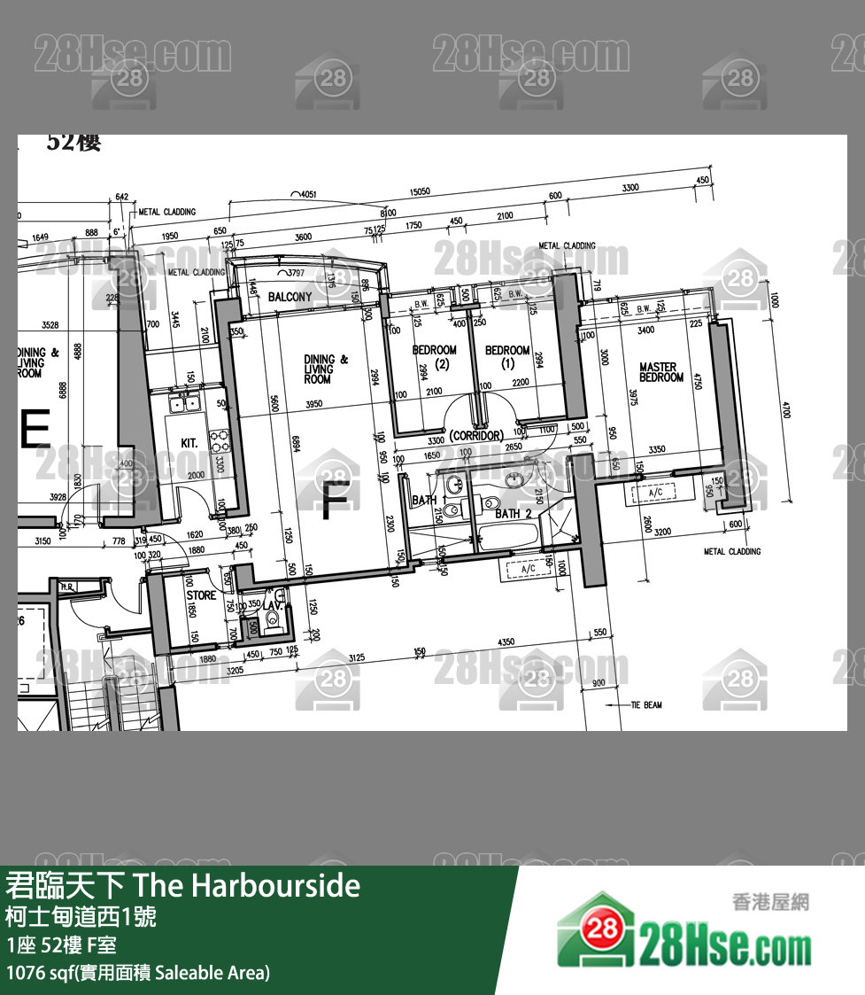 君臨天下 1座52樓 F室 平面圖