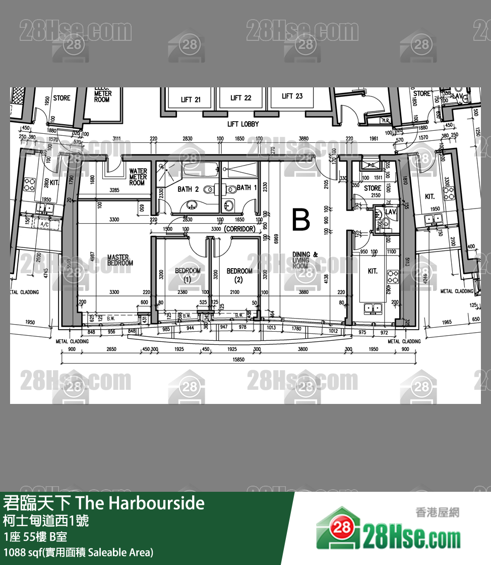 君臨天下 1座55樓 B室 平面圖