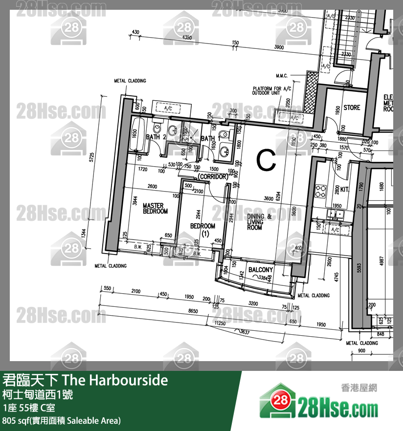 君临天下 1座55楼 C室 平面图