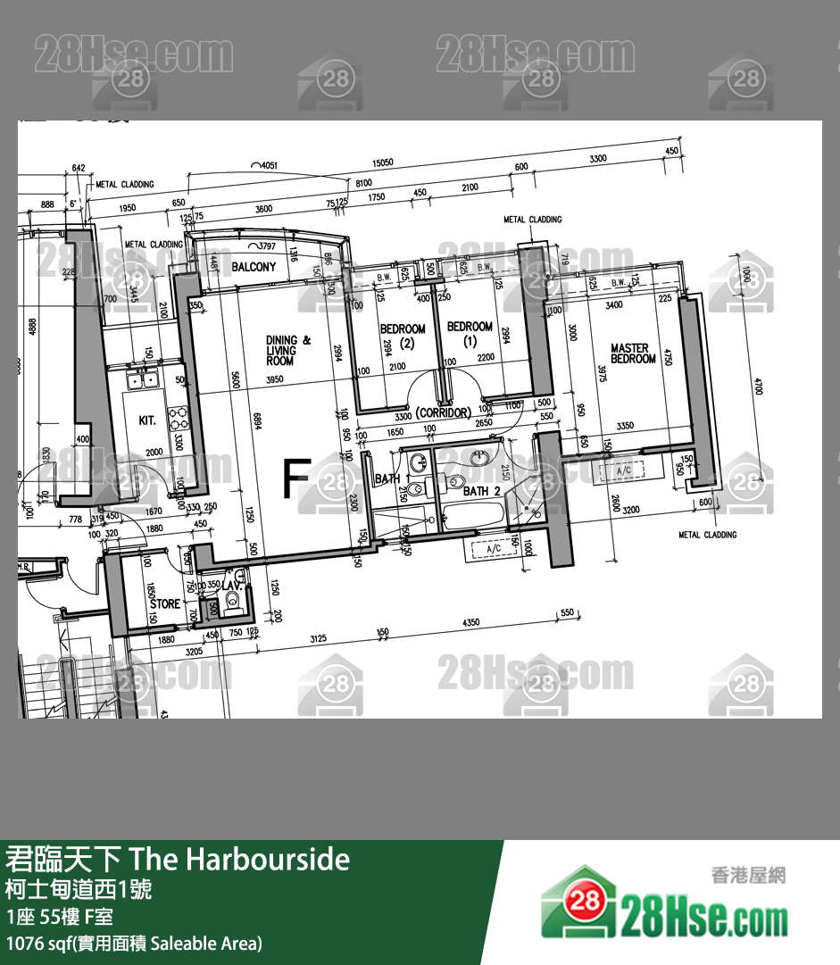 君臨天下 1座55樓 F室 平面圖