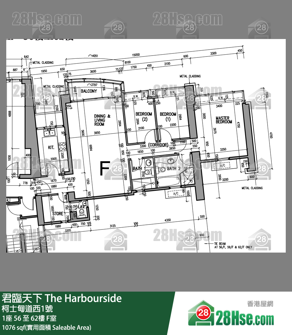 君臨天下 1座58樓 F室 平面圖