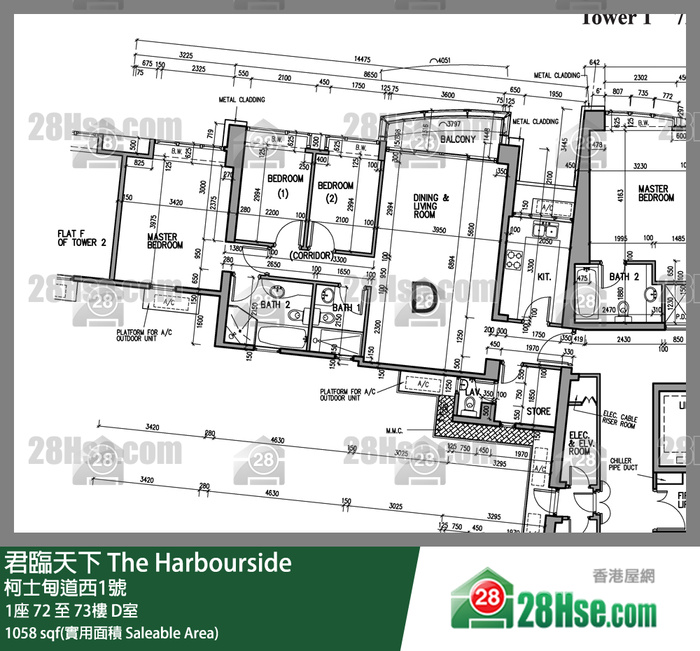 君臨天下 1座72樓 D室 平面圖