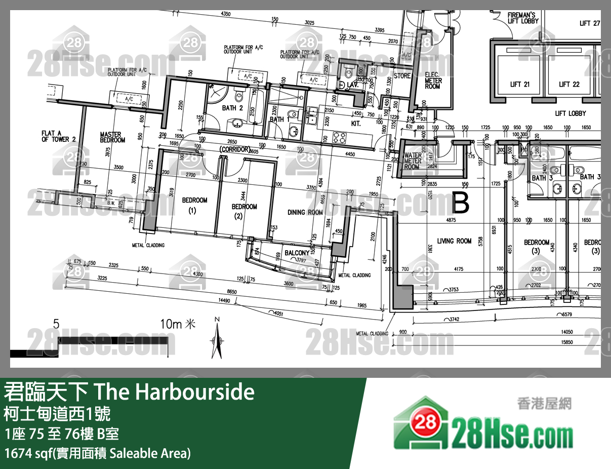 君臨天下 1座76樓 B室 平面圖