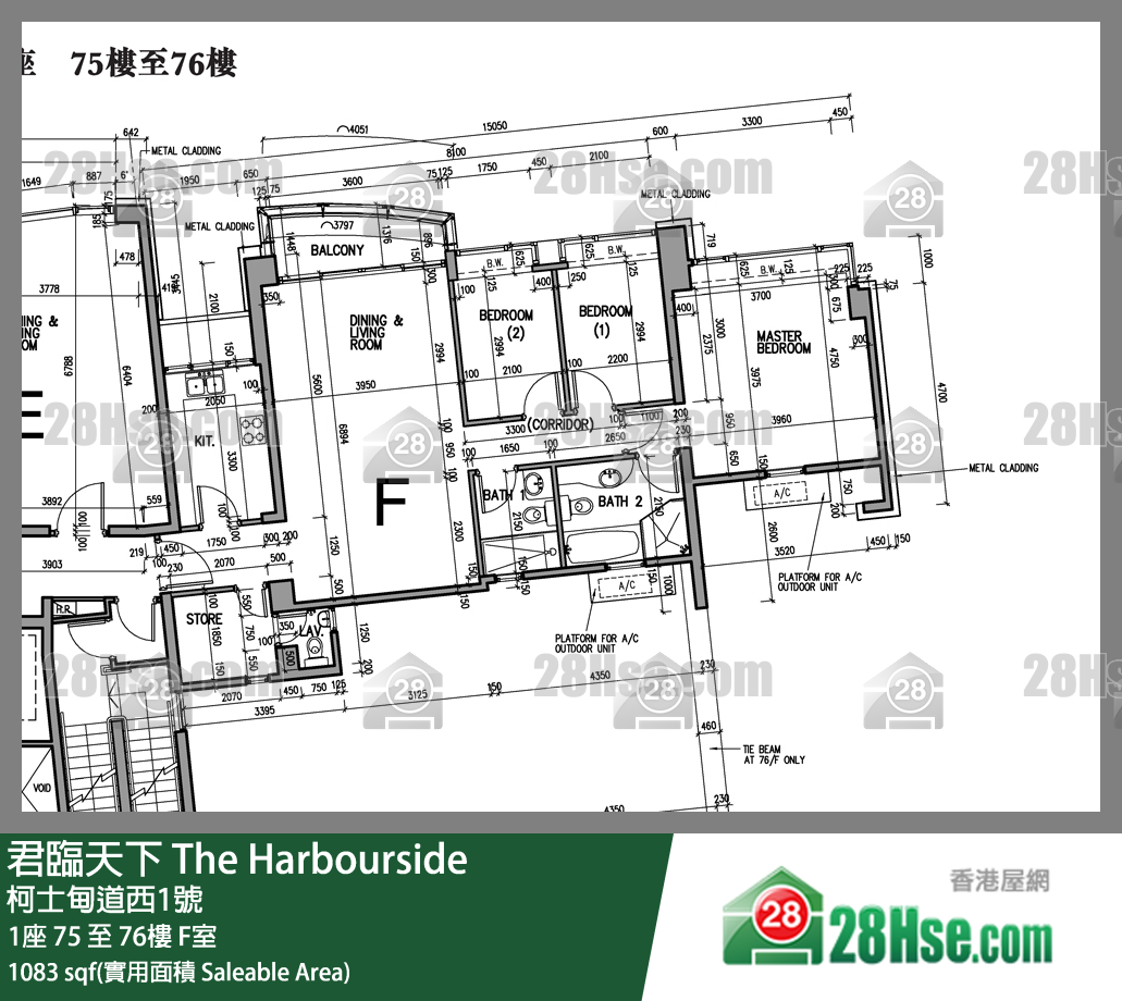 君臨天下 1座76樓 F室 平面圖
