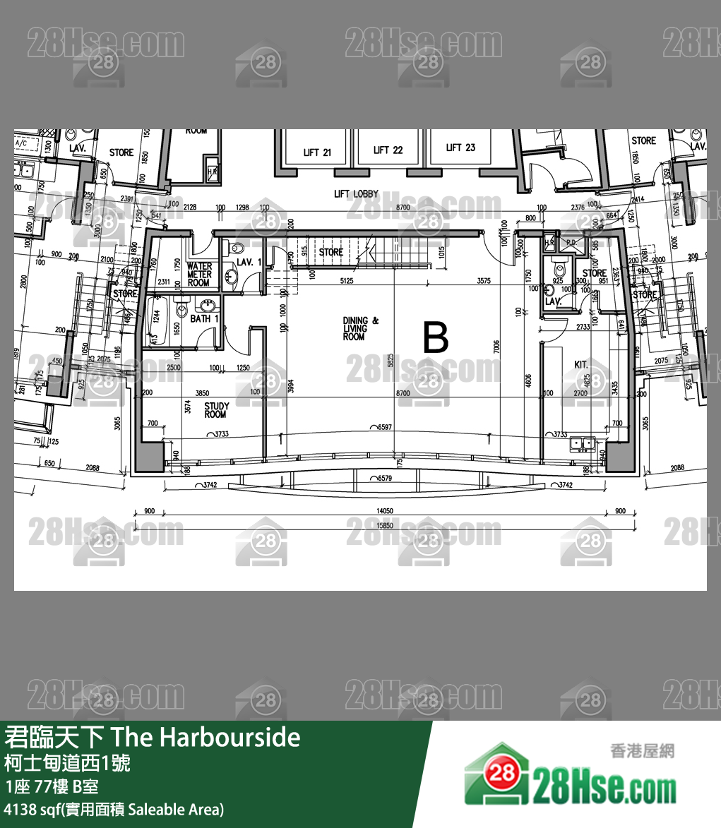 君臨天下 1座77樓 B室 平面圖