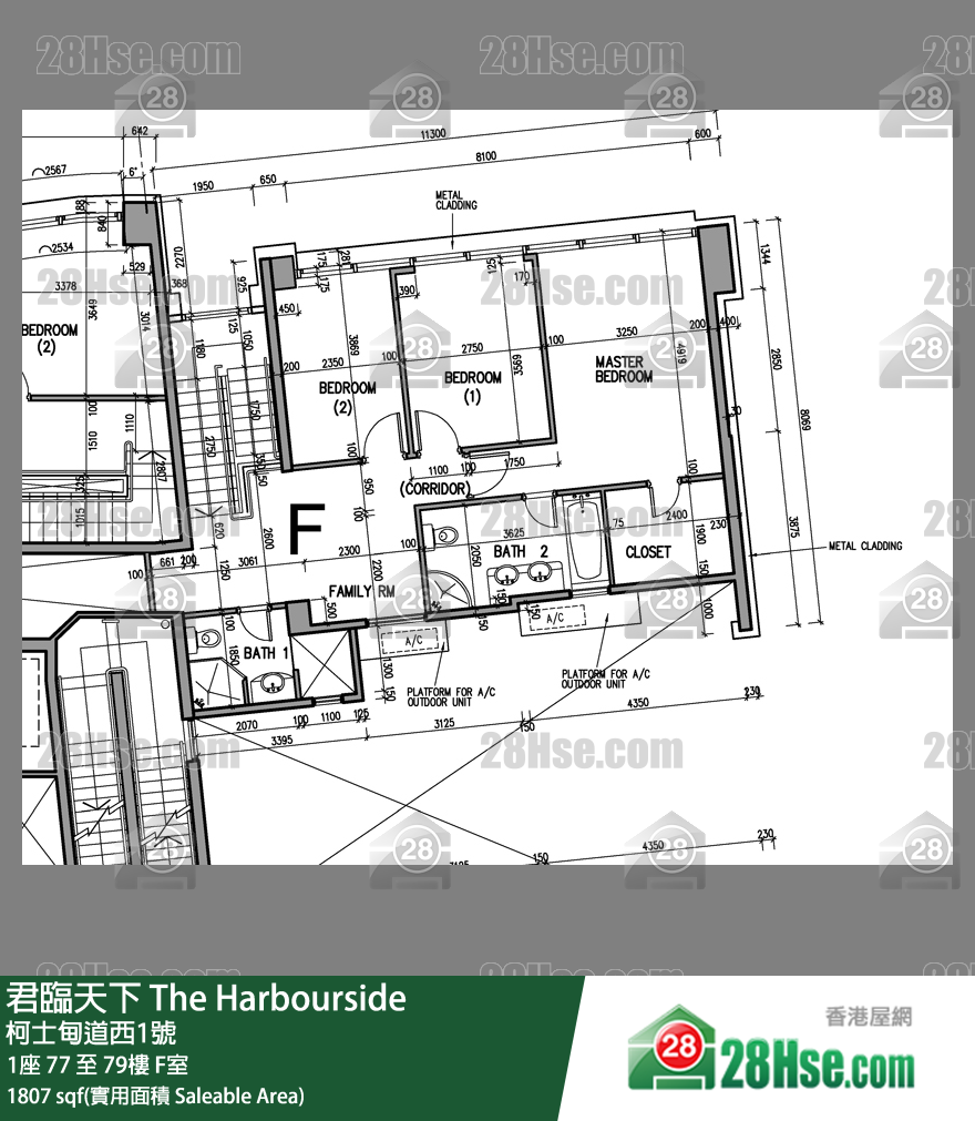君臨天下 1座77樓 F室 平面圖