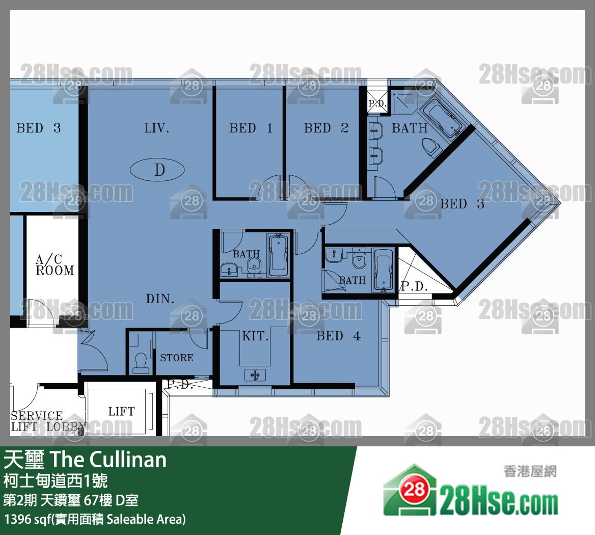 天璽 第2期天鑽璽67樓 D室 平面圖