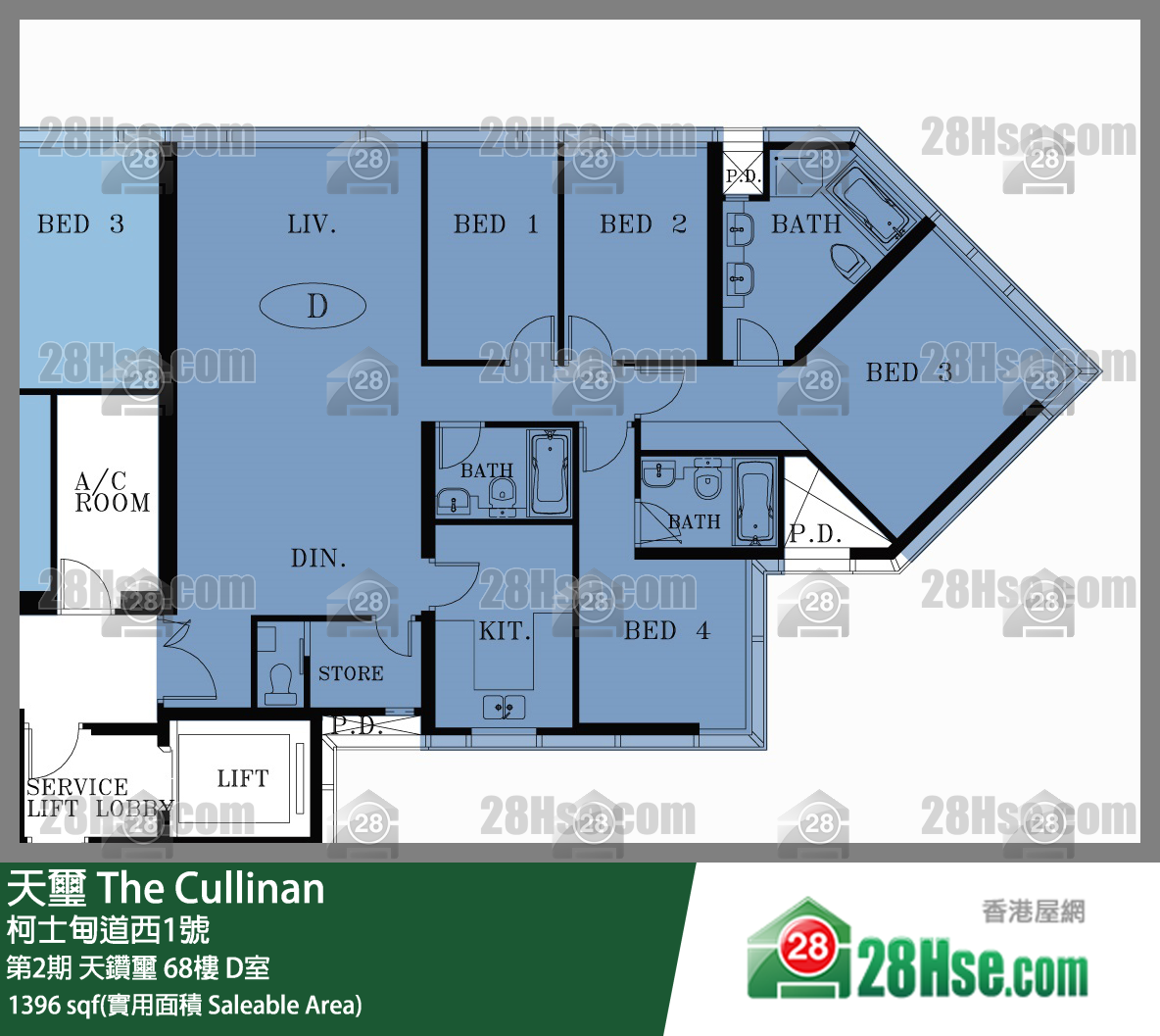 天璽 第2期天鑽璽68樓 D室 平面圖