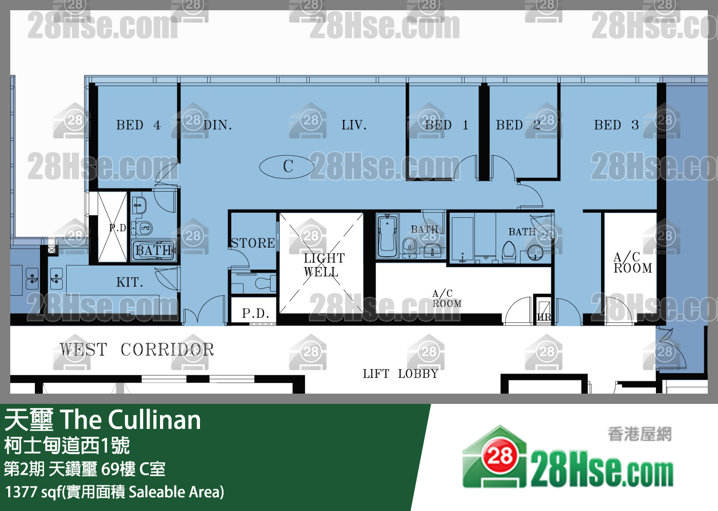 天玺 第2期天钻玺69楼 C室 平面图