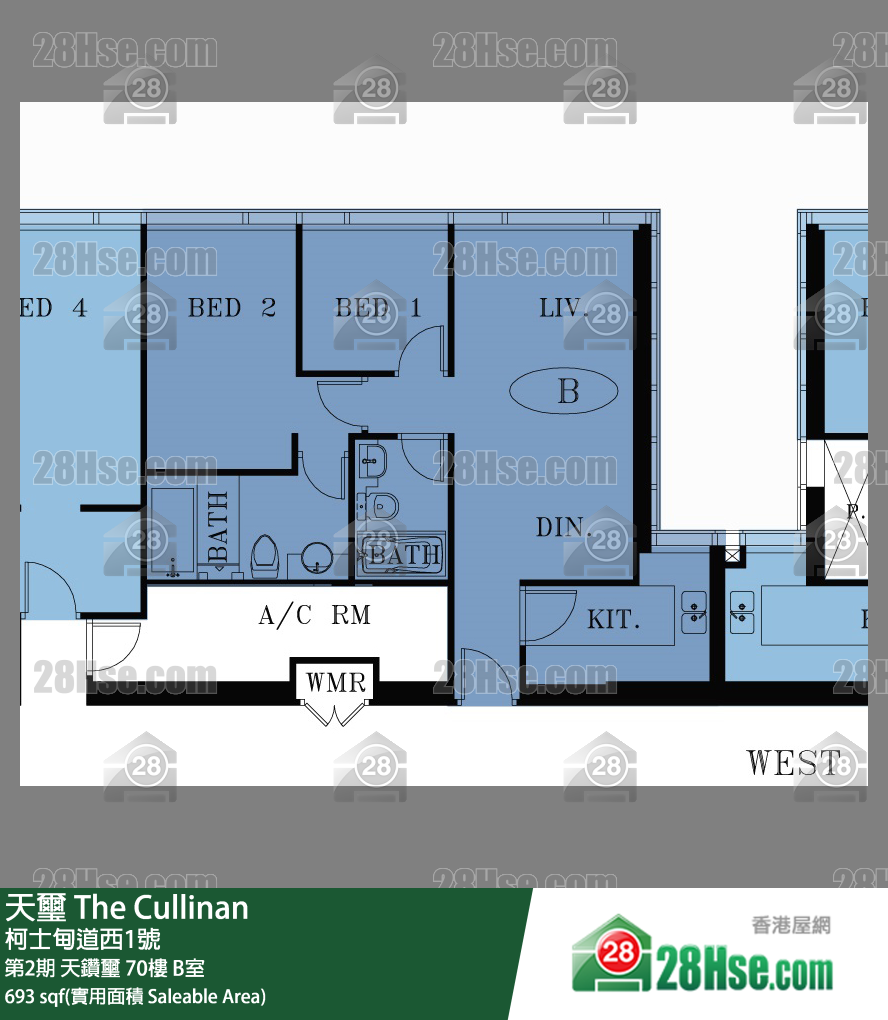 天璽 第2期天鑽璽70樓 B室 平面圖