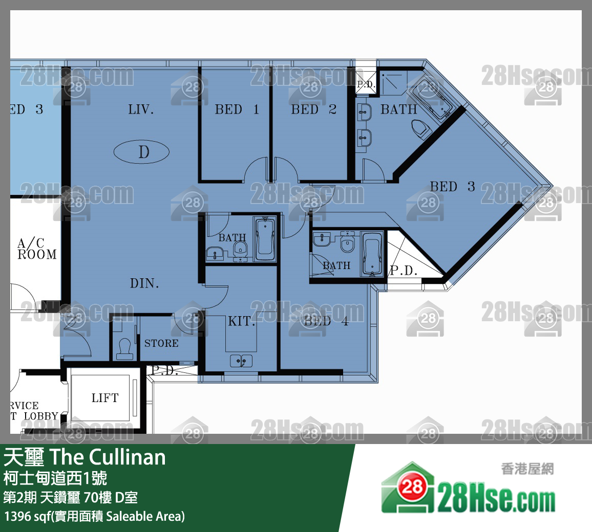 天玺 第2期天钻玺70楼 D室 平面图