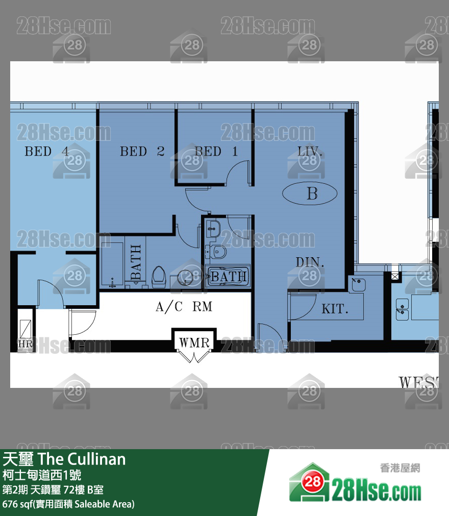 天玺 第2期 天钻玺 72楼 B室 平面图