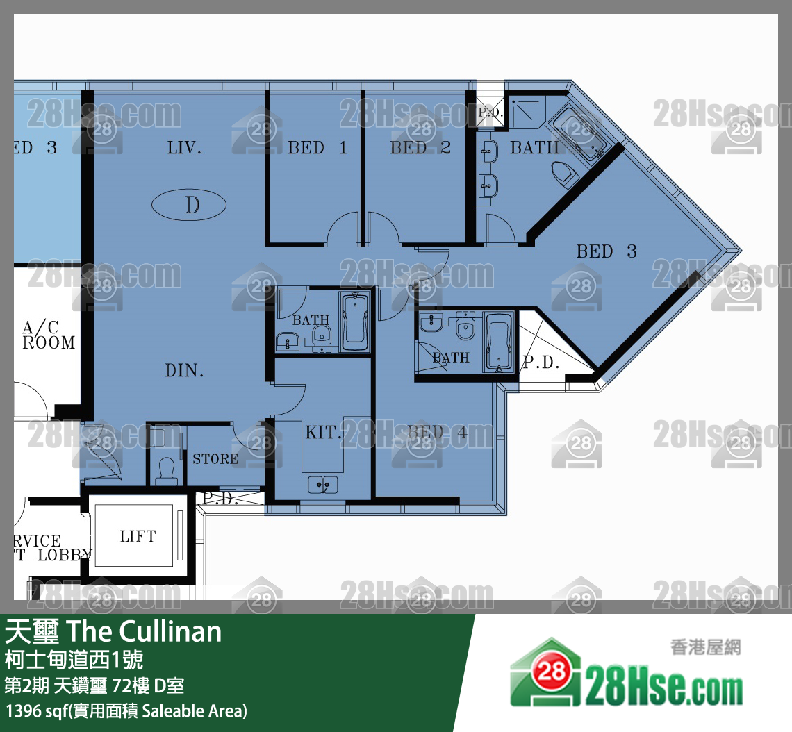 天璽 第2期 天鑽璽 72樓 D室 平面圖