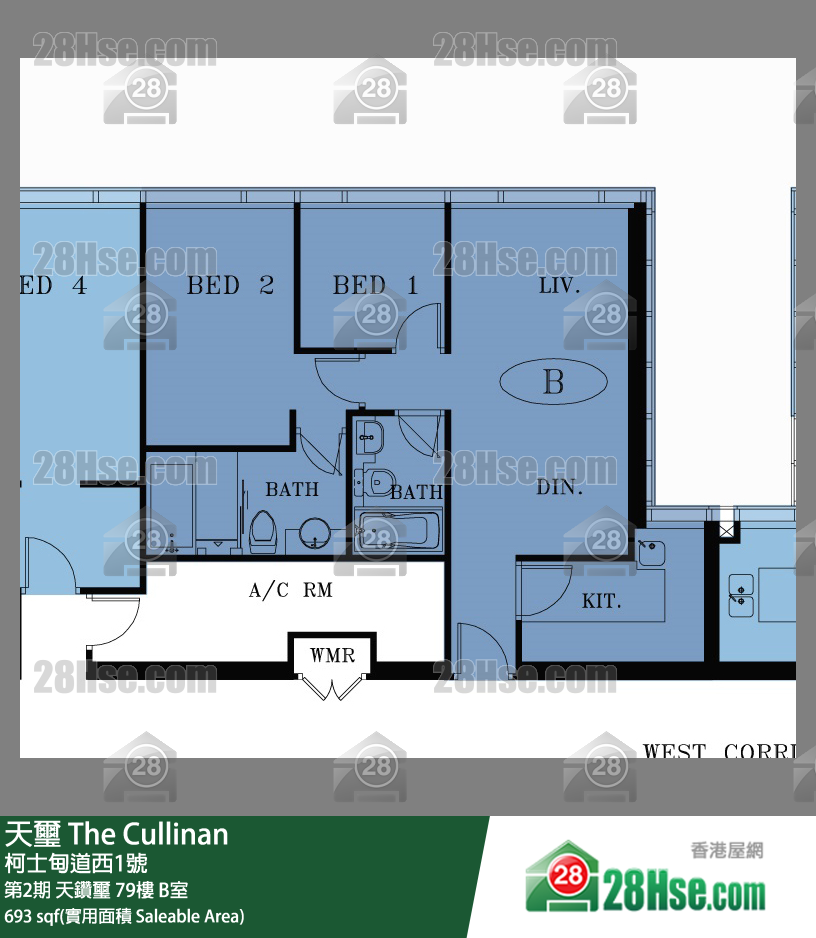 天璽 第2期天鑽璽79樓 B室 平面圖