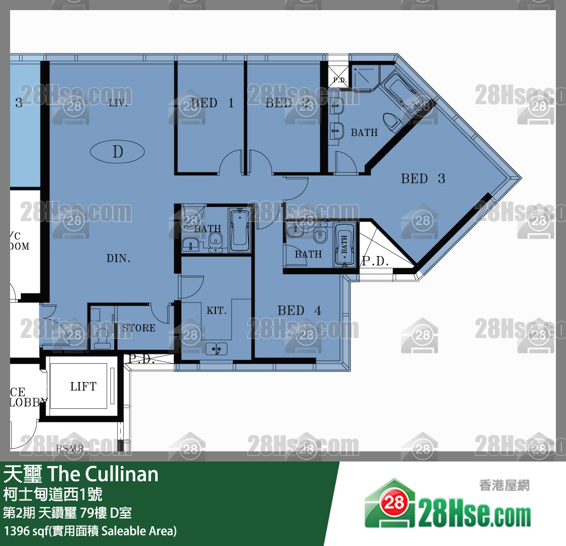 天璽 第2期天鑽璽79樓 D室 平面圖
