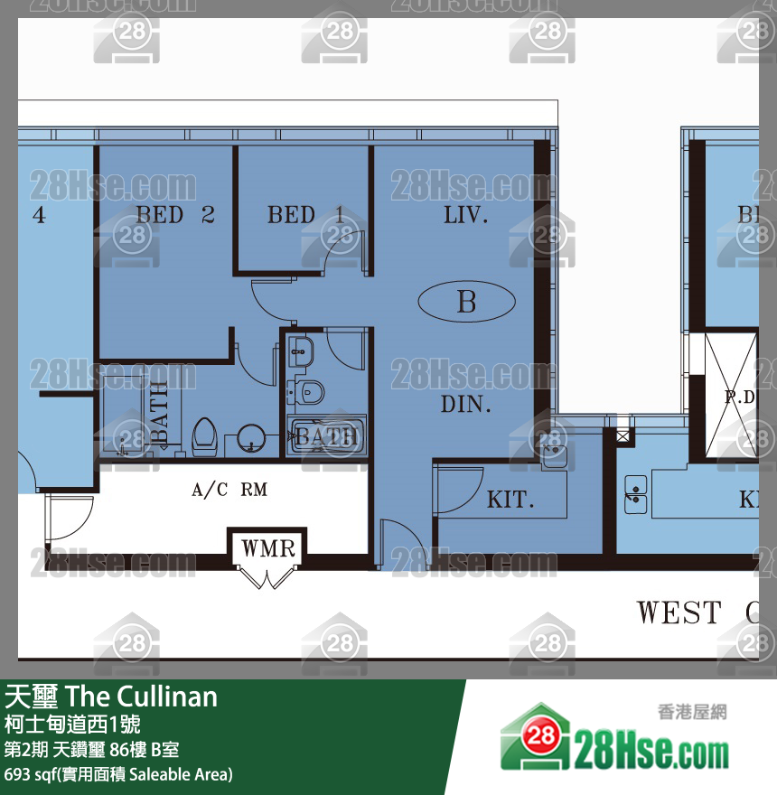天璽 第2期天鑽璽86樓 B室 平面圖