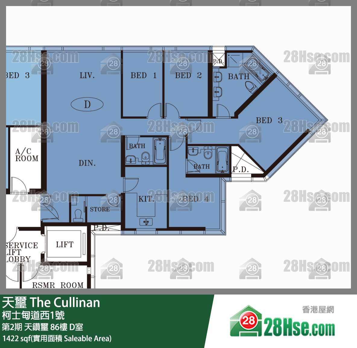 天璽 第2期天鑽璽86樓 D室 平面圖