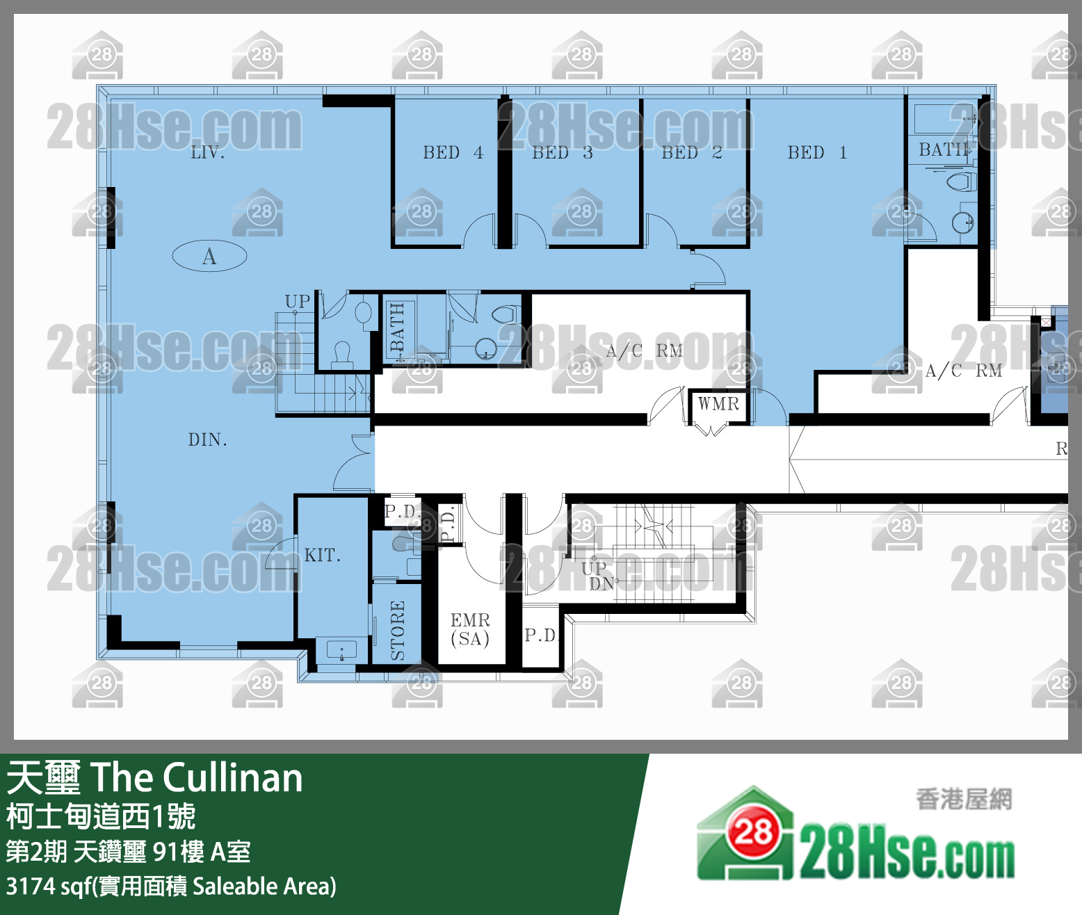 天璽 第2期天鑽璽91樓 A室 平面圖