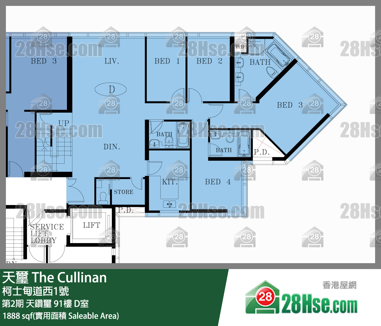 天璽 第2期天鑽璽91樓 D室 平面圖