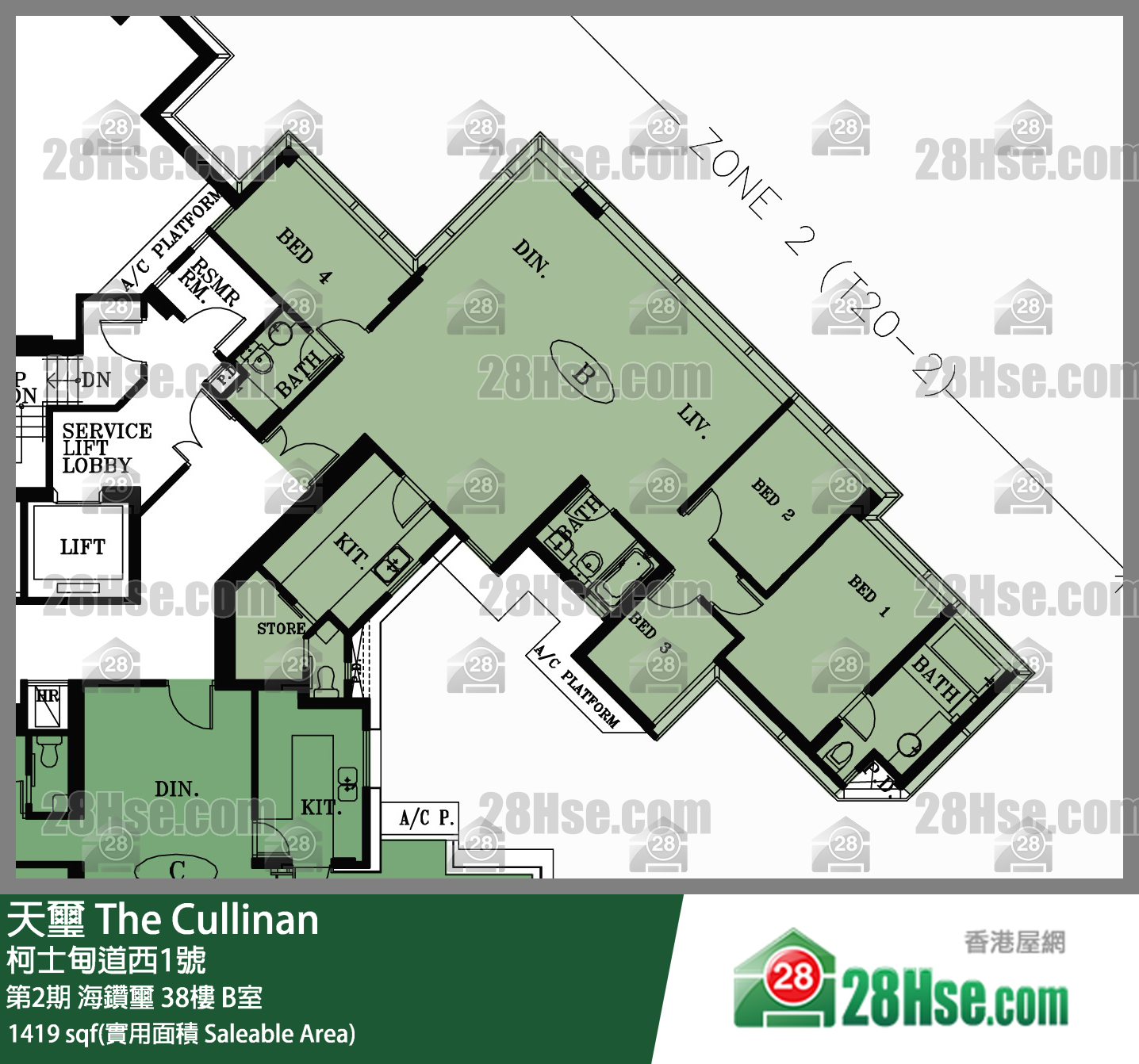 天璽 第2期海鑽璽38樓 B室 平面圖