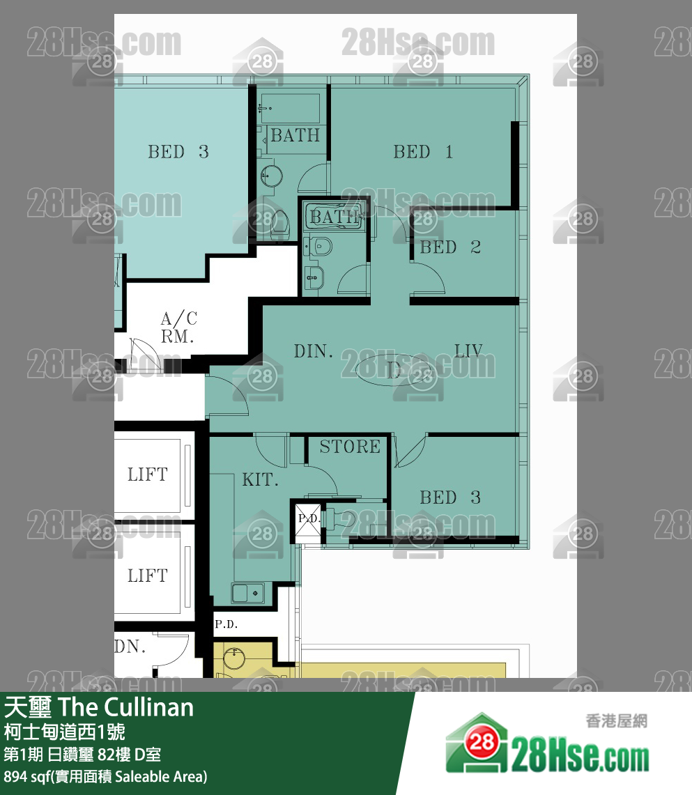 天璽 第1期日鑽璽82樓 D室 平面圖