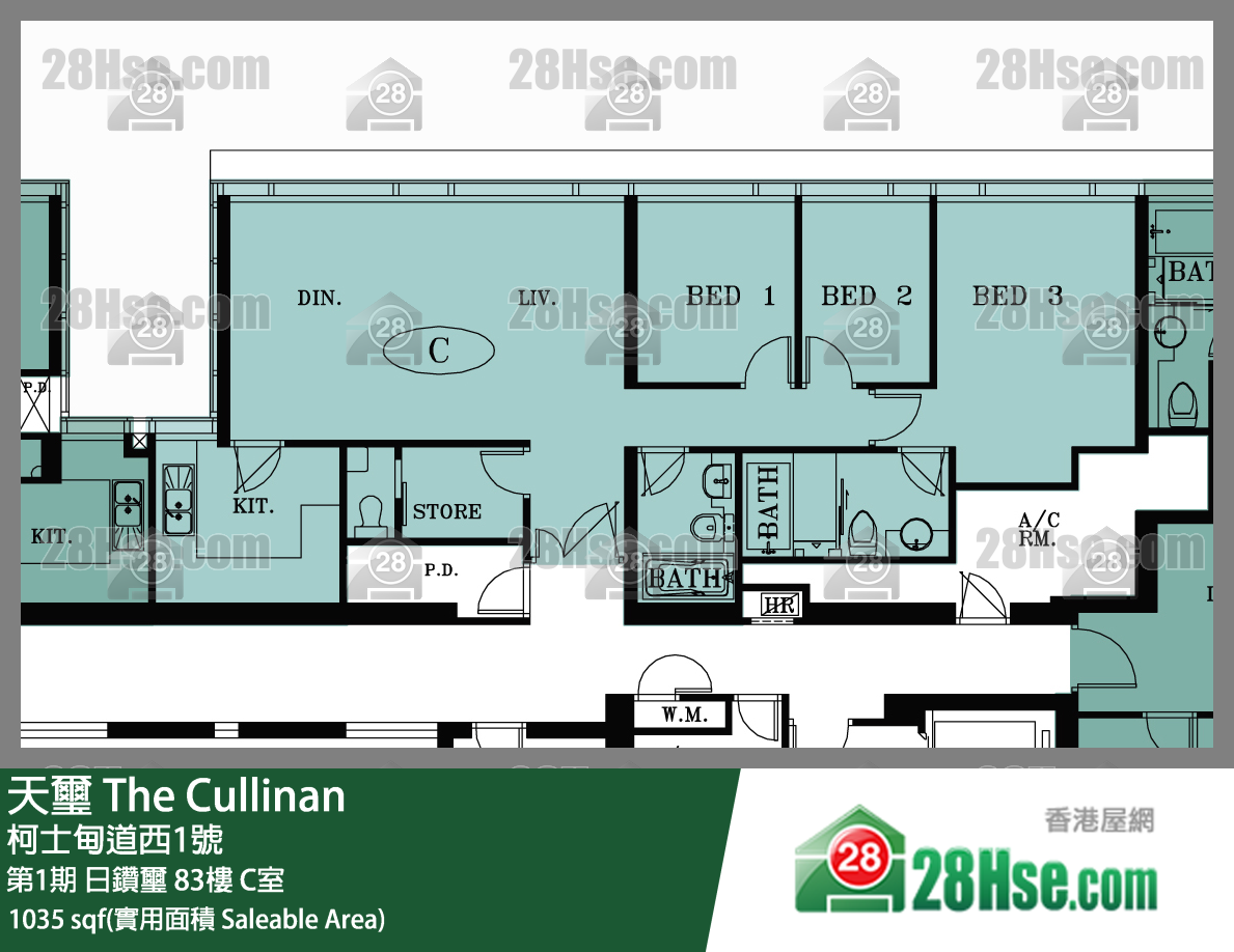 天玺 第1期日钻玺83楼 C室 平面图