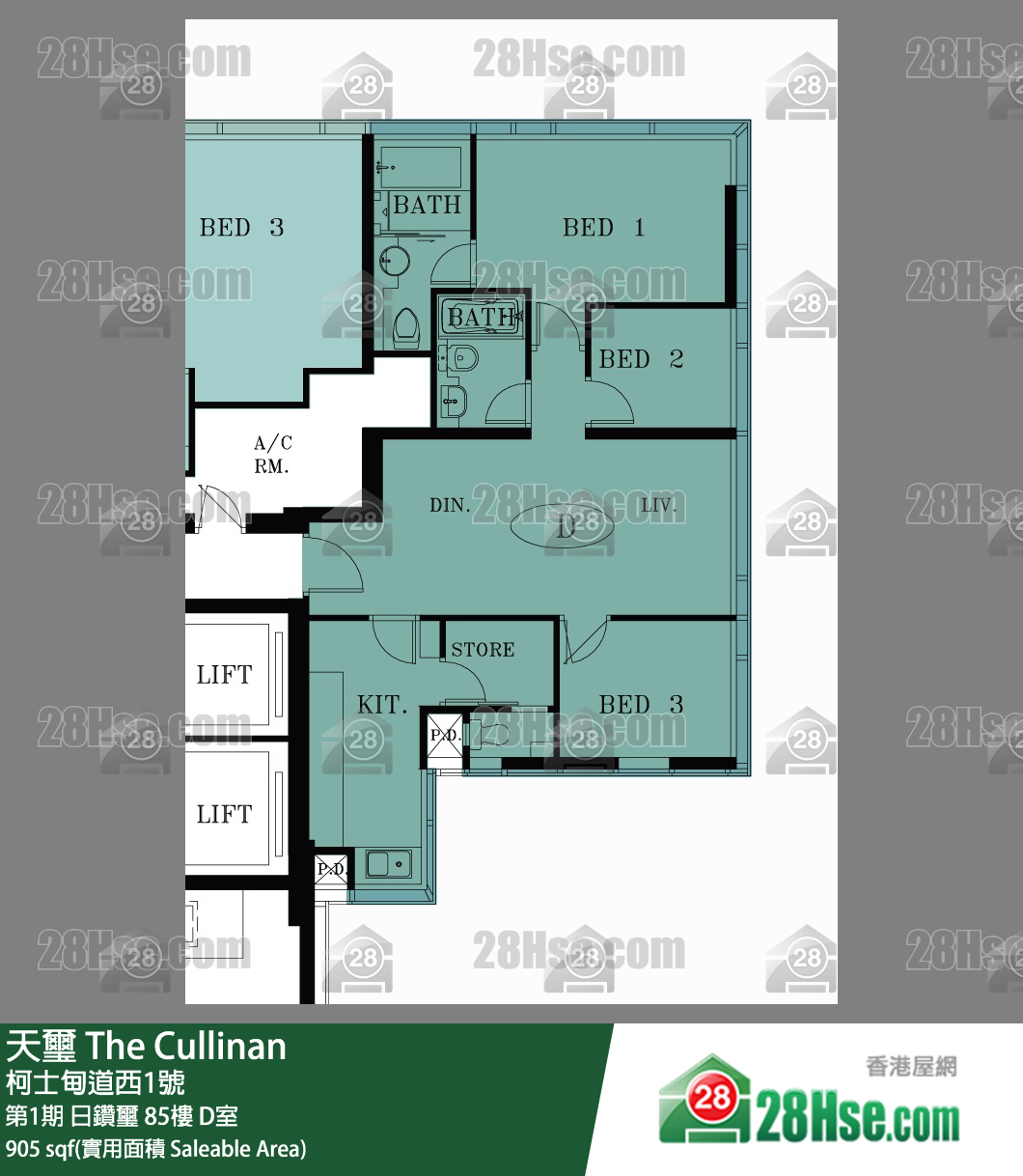 天璽 第1期日鑽璽85樓 D室 平面圖