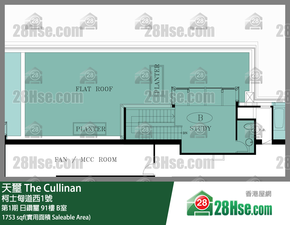 天璽 第1期日鑽璽91樓 B室 平面圖