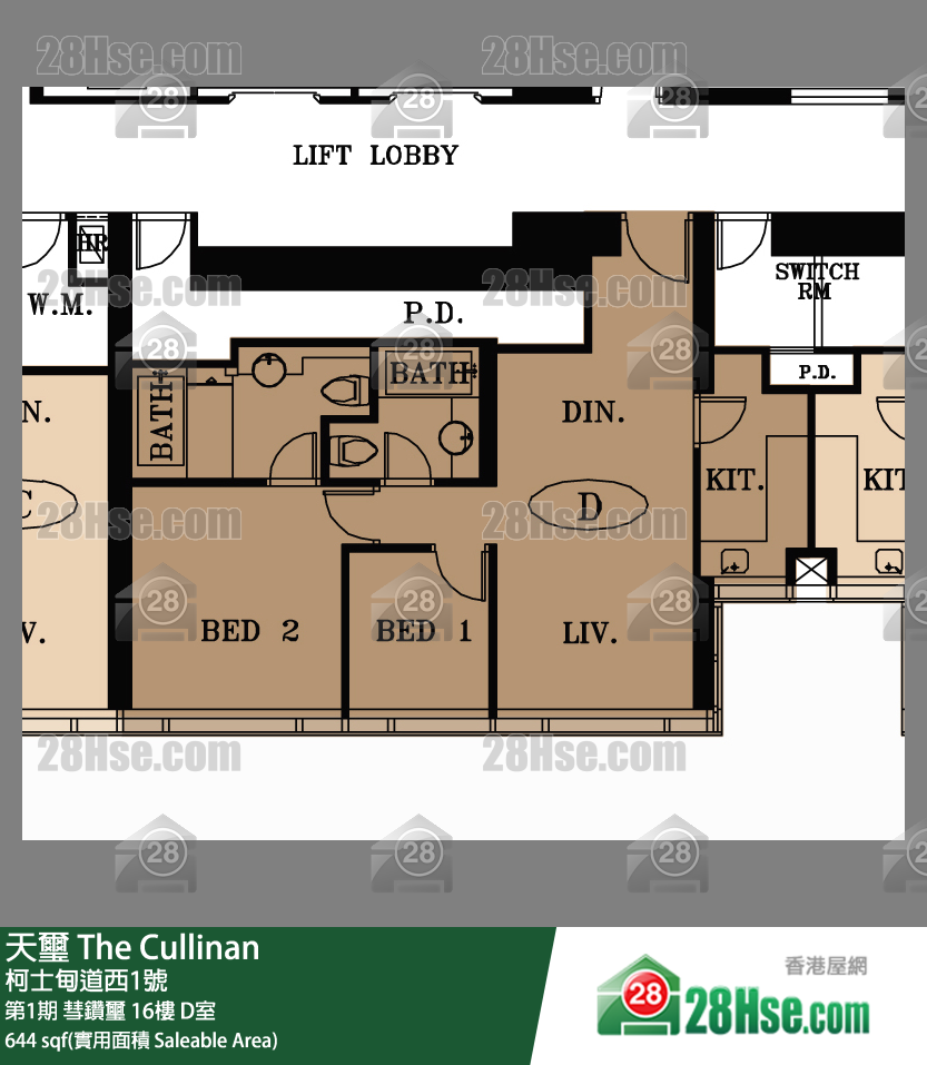 天璽 第1期彗鑽璽16樓 D室 平面圖