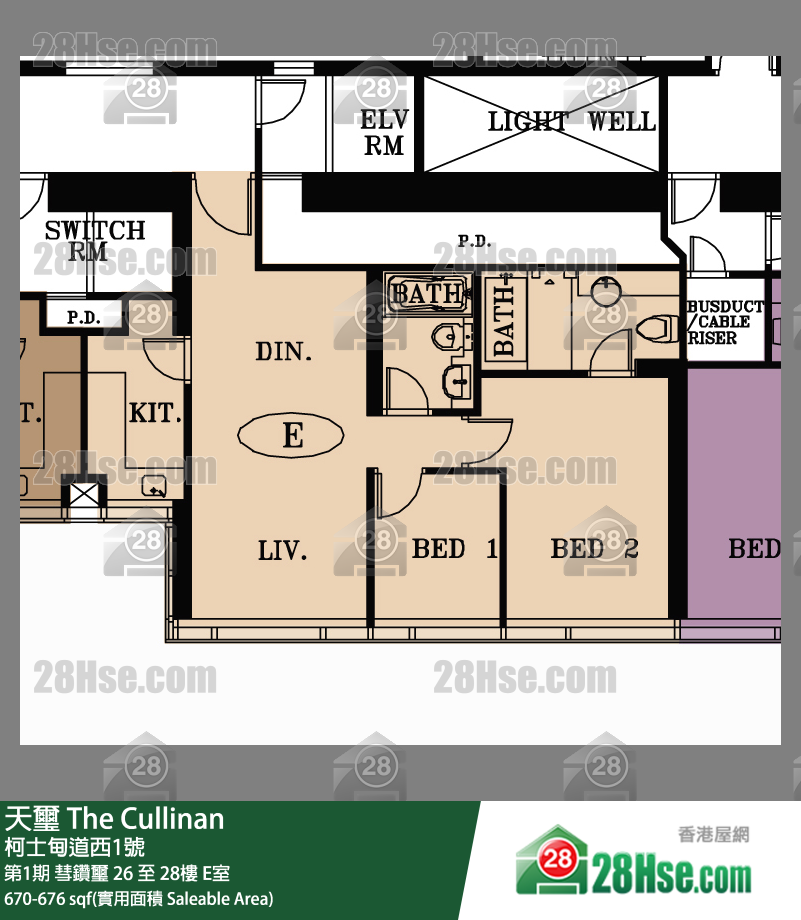 天璽 第1期彗鑽璽26樓 E室 平面圖